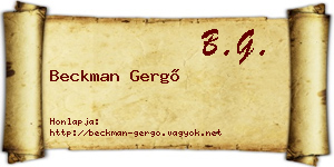Beckman Gergő névjegykártya