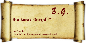 Beckman Gergő névjegykártya